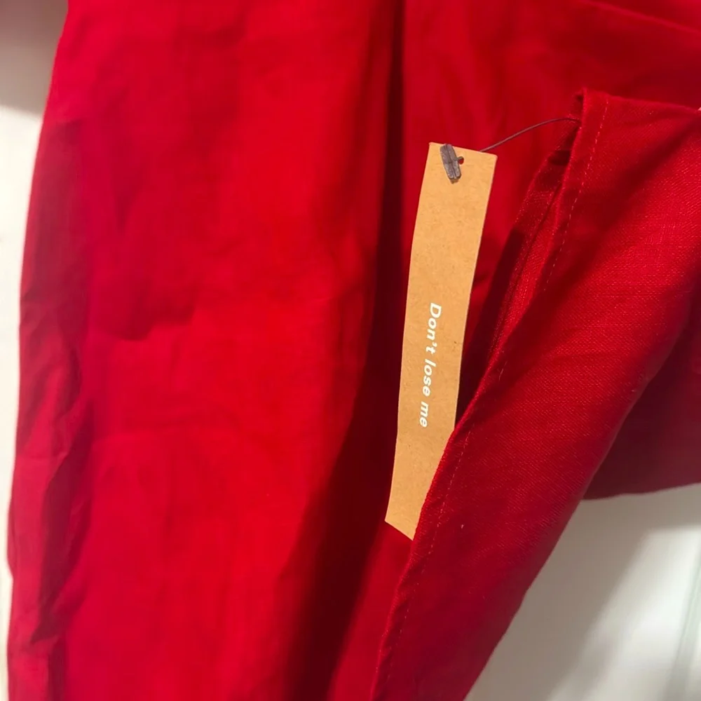 NWT Reformation Simi Linen (Cherry Red) Low Cut Dress - Picture 9 of 9